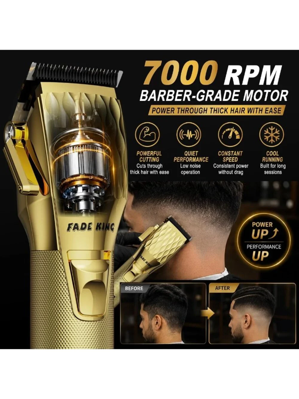 Professional Cordless Hair Clippers & Trimmer Kit for Men | High-Speed Fade